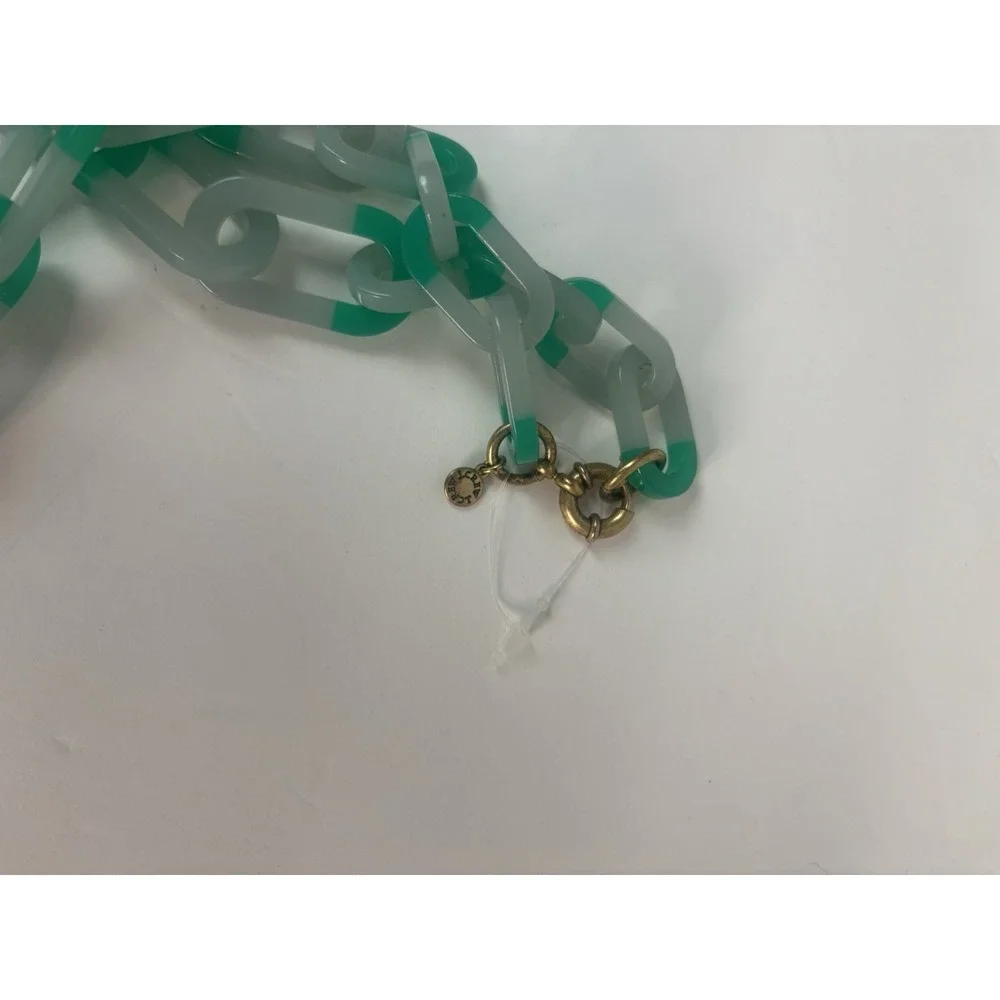 J. Crew Chunky Link Chain Necklace Opaque Blue Green Resin Statement